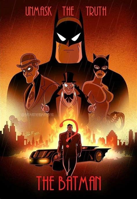 The Batman Movie Poster Is Shown In Red And Black