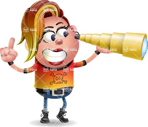 Punk Girl Cartoon Vector 3d Character Telescope Graphicmama