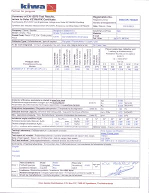 Fillable Online Estif Summary Of EN 12975 Test Results Annex To Solar