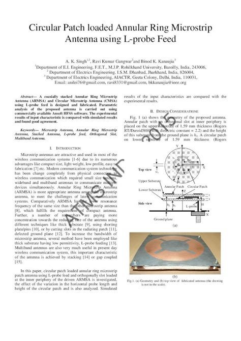 Pdf Circular Patch Loaded Annular Ring Microstrip Antenna Patch