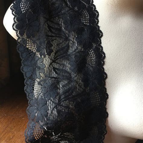 6 9 Stretch Lace Wide Black Elastic Lace Trim Lingerie Etsy
