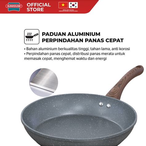 SUNHOUSE SFP24GC MARBLE COATING FORGED ALUMINIUM FRYPAN 24CM UFO