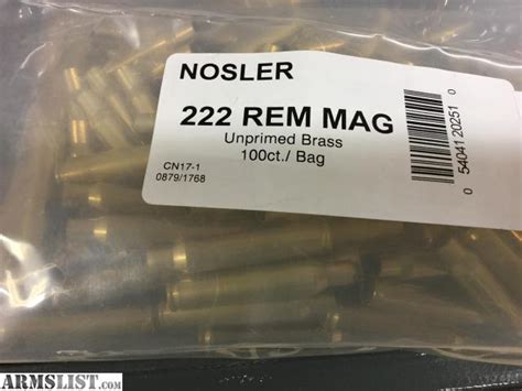 ARMSLIST For Sale Nosler 222 Remington MAG Brass