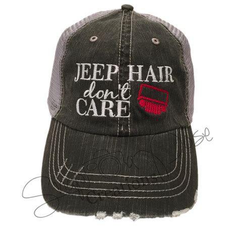 Jeep Hair Don T Care Trucker Hat Red Jeep Grill Choose