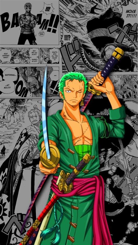 an anime character with green hair holding two swords