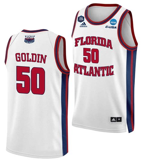 Vladislav Goldin 50 FAU Owls 2023 Final Four Basketball Men Jersey Wh