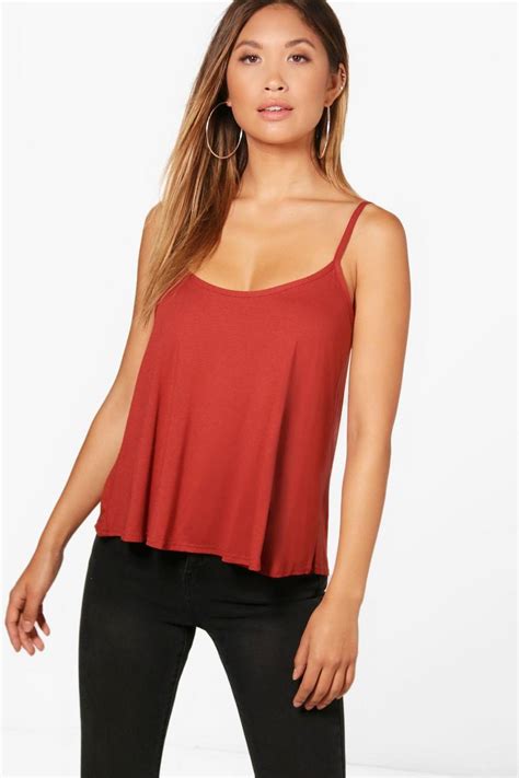 Womens Brown Basic Swing Cami Top Boohoo Uk