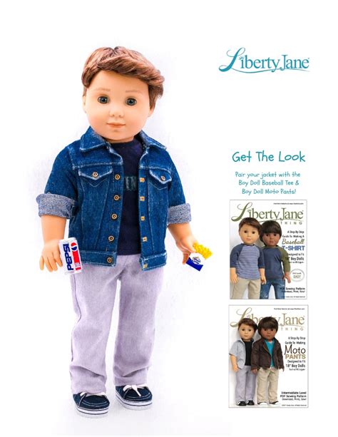 Liberty Jane Boy Fit Denim Jacket 18 Inch Doll Clothes Pattern