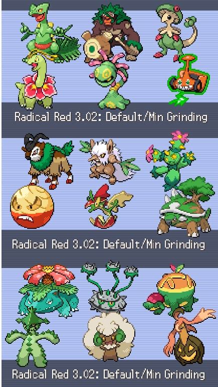 Grass Monotype With 3 Different Teams With All Different Grass Types