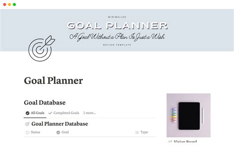 Goal Planner Notion Template | Notion Template