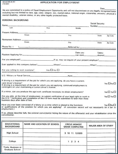 Printable Free Truck Driver Application Template