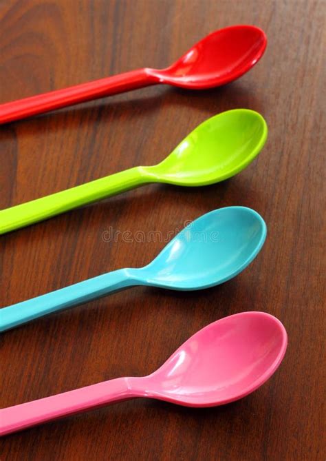 Colorful Plastic Spoons Stock Photo Image Of Kitchenware 21417252