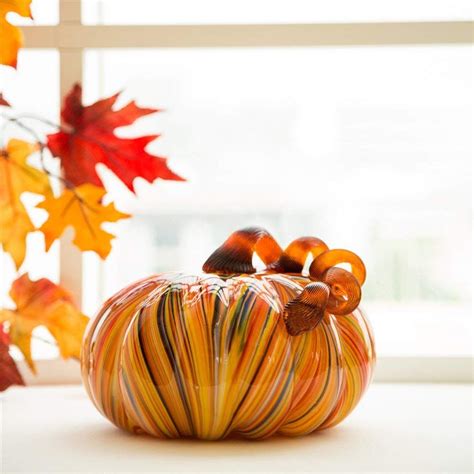 Large Glass Pumpkin Glass Pumpkins Pumpkin Decorating Hand Blown Glass