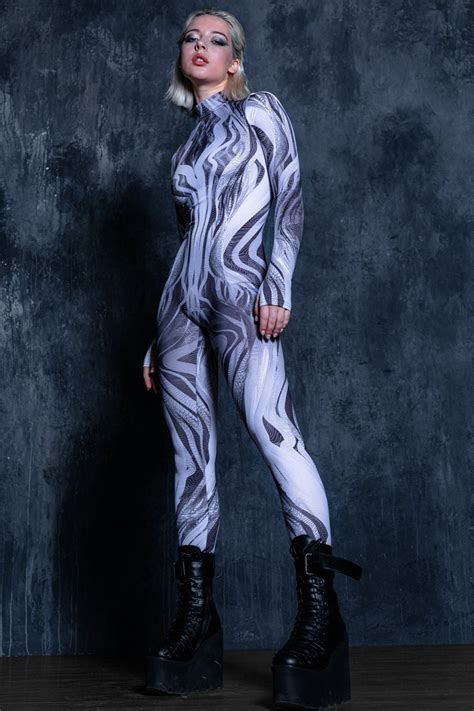 Cyberpunk Costume Fantasy Costume Long Sleeve Bodysuit For Etsy