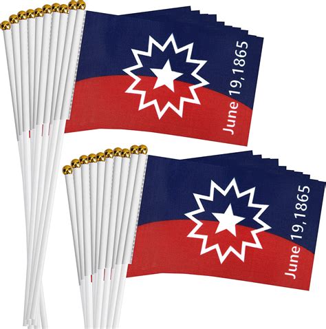 20 Pack Small Juneteenth Handheld Flags Sticks June 19th