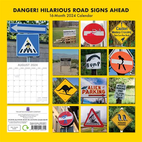 Danger Hilarious Road Signs Ahead Square Wall Calendar Month