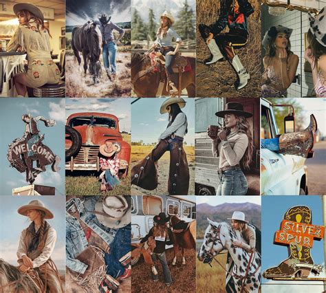 Vintage Western Style Cow Girls Wall Collage Kit 60pcs Etsy