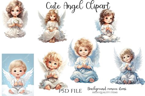 Premium PSD | Baby angels clipart baby angels illustrations