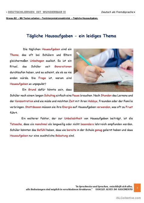 B2 Mit Texten arbeiten Tägliche Deutsch DAF Arbeitsblätter pdf doc