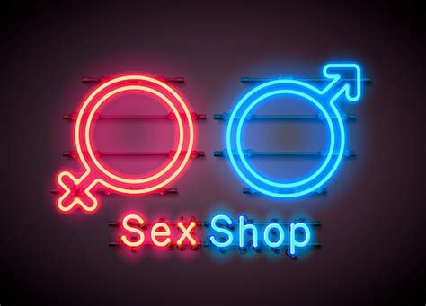 Sex Shop De Neón Bandera Roja Símbolo Sexy Ilustración Vectorial