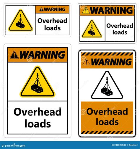 Danger Overhead Load Text Falling Hazard Risk Caution Warning Sign