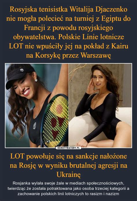 Rosyjska tenisistka Witalija Djaczenko nie mogła polecieć na turniej z