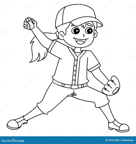 Female Baseball Pitcher Isolated Coloring Page Stock Illustration Illustration Of Design