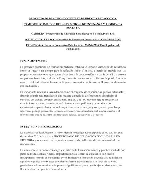 Pdf Proyecto De Practica Docente Iv … Proyecto De Practica Docente