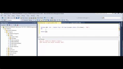 Sql Server Fix Error Must Declare The Scalar Variable Youtube