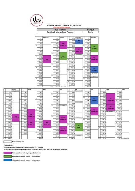 Planning Alternance Banking and International Finance à Paris