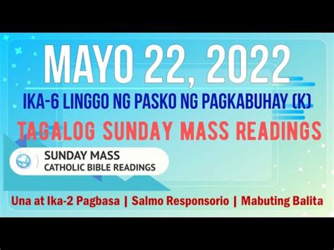 Mayo Tagalog Sunday Mass Readings Ka Linggo Ng Pasko Ng