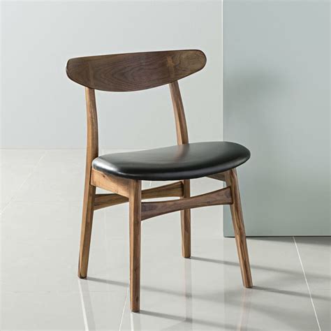 Astrid Solid Walnut Chair Black Top Grain Leather Seat Buy Now Aud