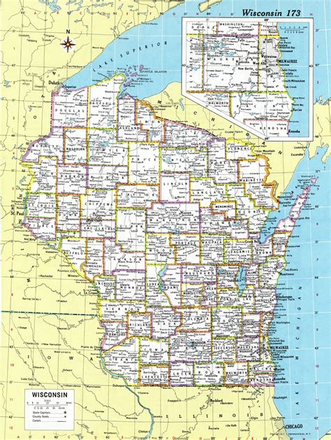 Wisconsin Map Instant Download Printable Map, Digital Download, Wall ...