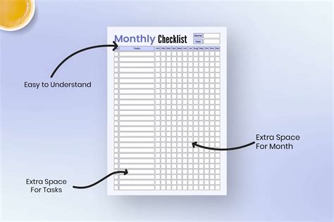 Monthly Checklist Printable Planner PDF