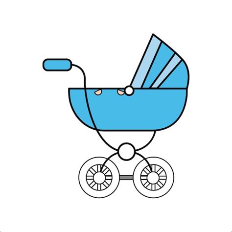 Premium Vector Blue Baby Carriage Icon