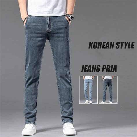 Jual Celana Jeans Panjang Pria Hitam Abu Slimfit Stretch Cowok Celana