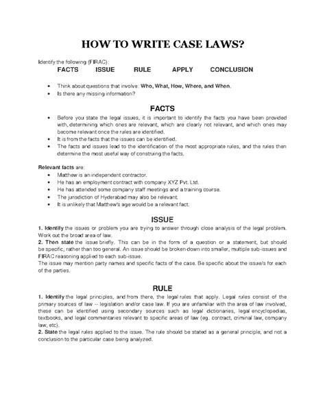 HOW TO Write CASE LAWS How Analyze Case Laws HOW TO WRITE CASE LAWS