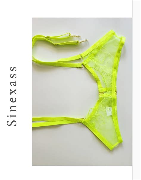 Sexy Neon Green Lingerie Set For Women Etsy Uk