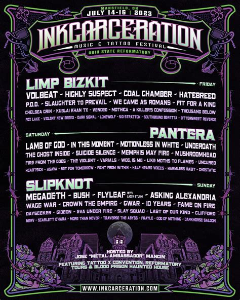 Inkcarceration Music And Tattoo Festival 2023 Lineup Grooveist