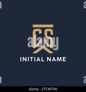 Cs Initial Monogram Logo Design With Pentagon Shape Style Design Ideas