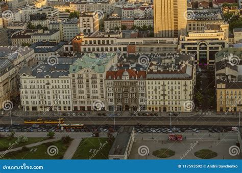 WARSAW POLAND MAY 22 2018 Aerial Drone View From Above Of C