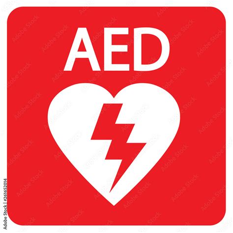 Aedautomated External Defibrillator Aed Sign With Heart And Electricity Symbol Flat Vector