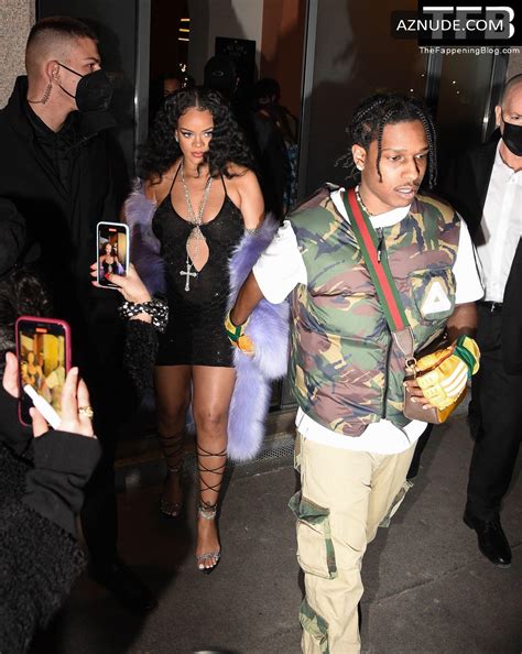 Rihanna Sexy Seen Flaunting Her Nude Tits In A See Through Dress In Milan Aznude