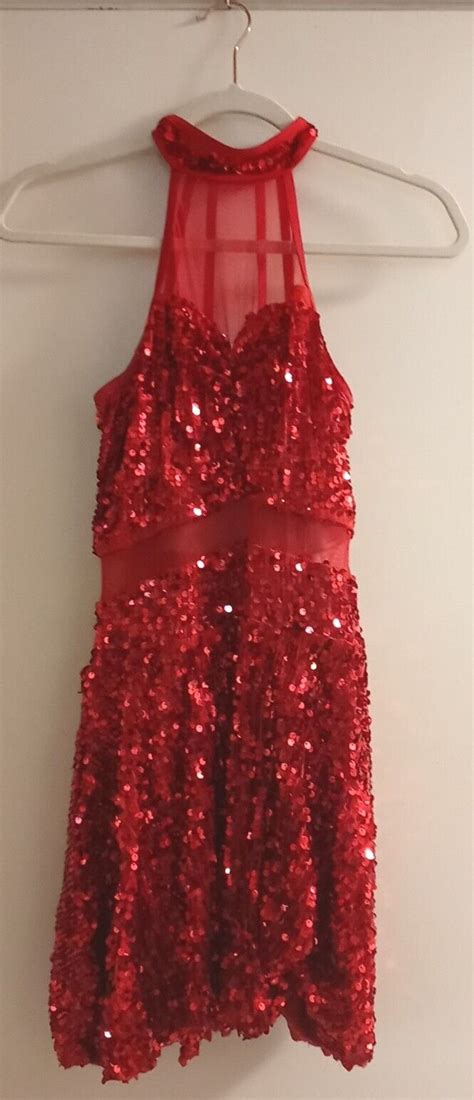 Weissman Red Sequin Dance Costume Adult Medium 8809 Gem