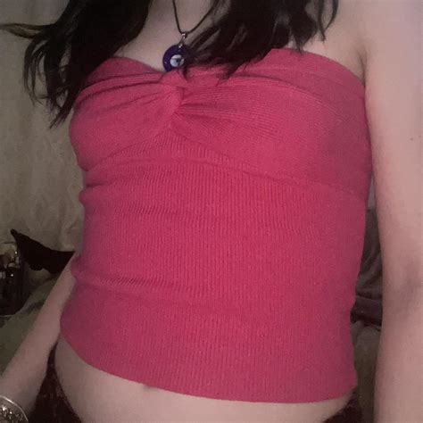 Hot Pink Cotton Y2k Tube Top Depop