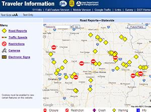 Iowa Road Conditions Color Map - Wisconsin State Parks Map