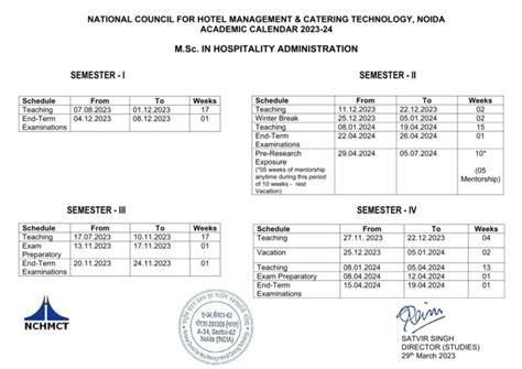 Academic Calendar Ihm Bangalore