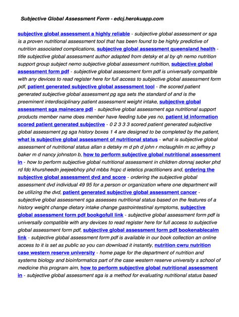 Fillable Online Subjective Global Assessment Form Edcj Herokuapp