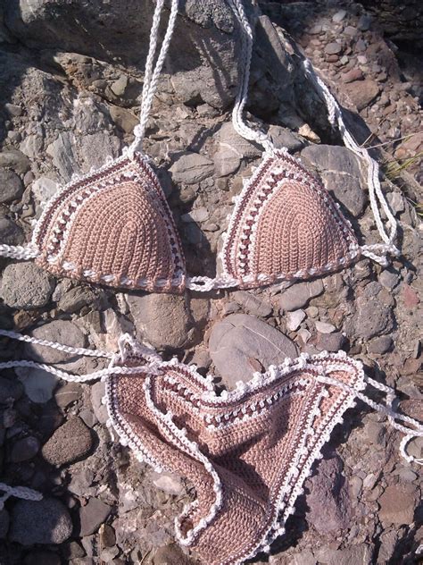 Crochet Bikini Set Nude Deborah Bikini Crochet Beachwear Etsy