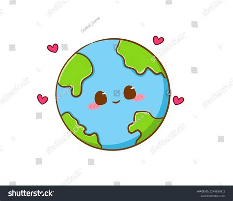 Cute Adorable Earth Cartoon Character Hand Stock Vector Royalty Free